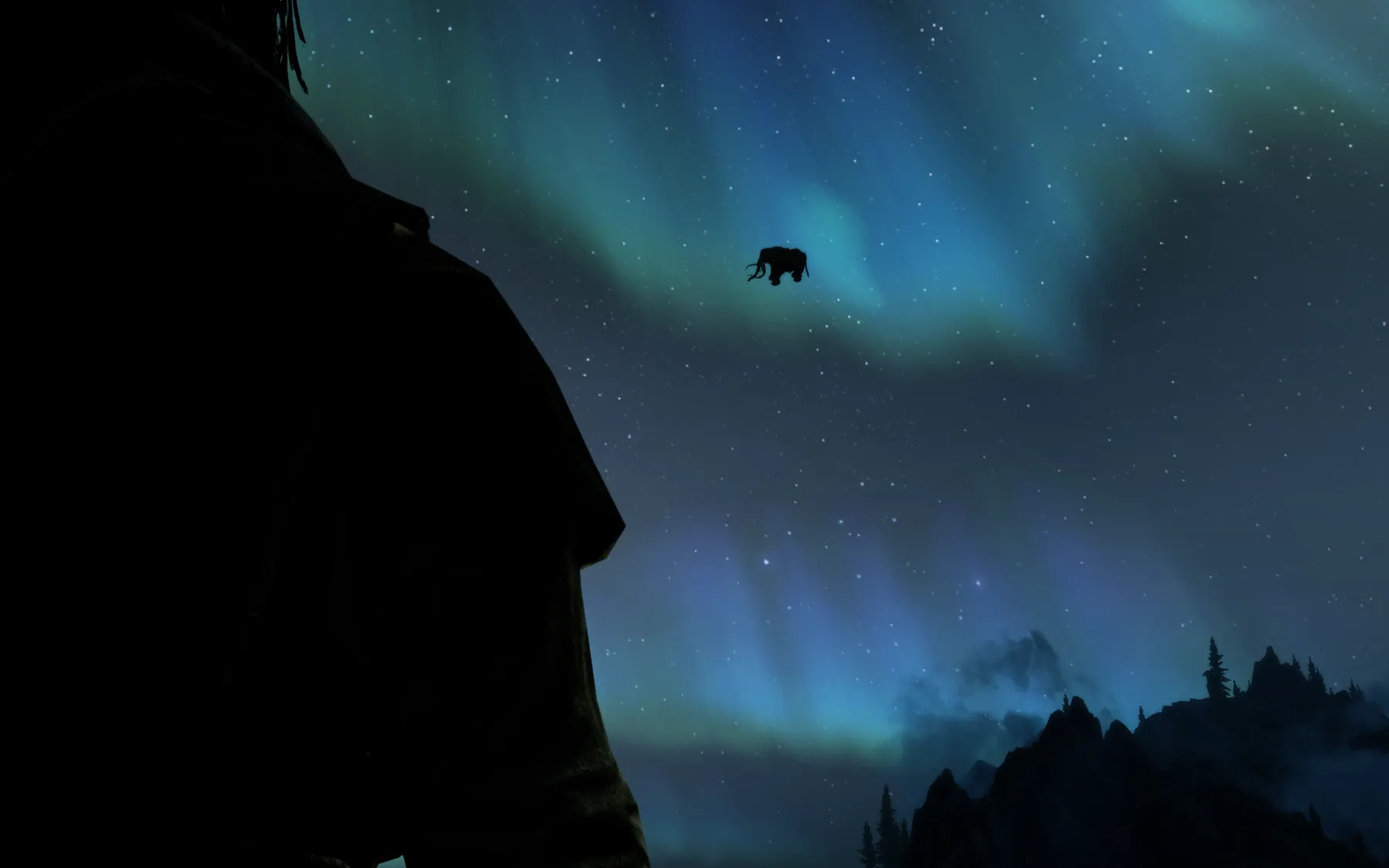 The mammoth, briefly airborne